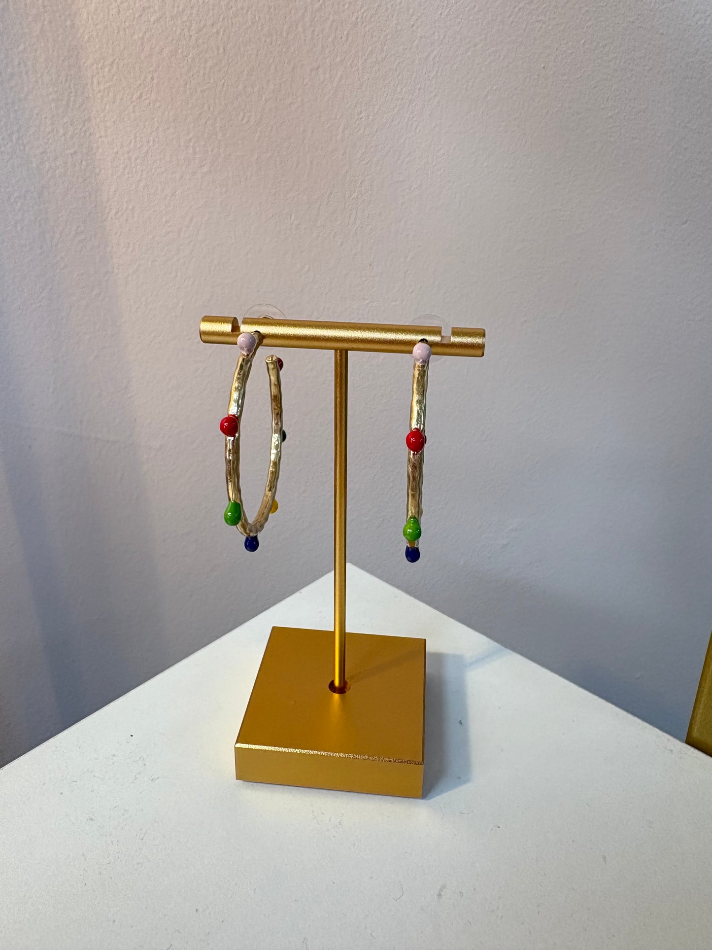 Rainbow Dot Hoop Earrings