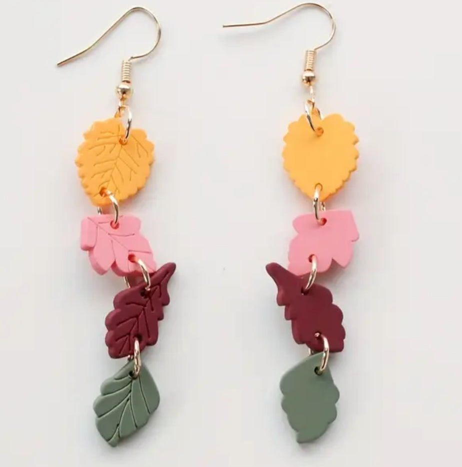 Falling Leaves Colorblock Dangle Earrings