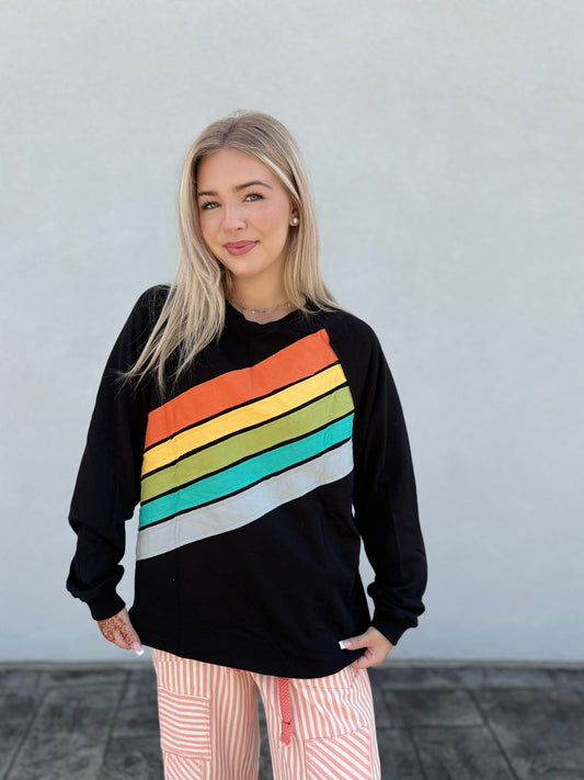 Chasing Rainbows Crew – Raw Hem Oversized Sweatshirt