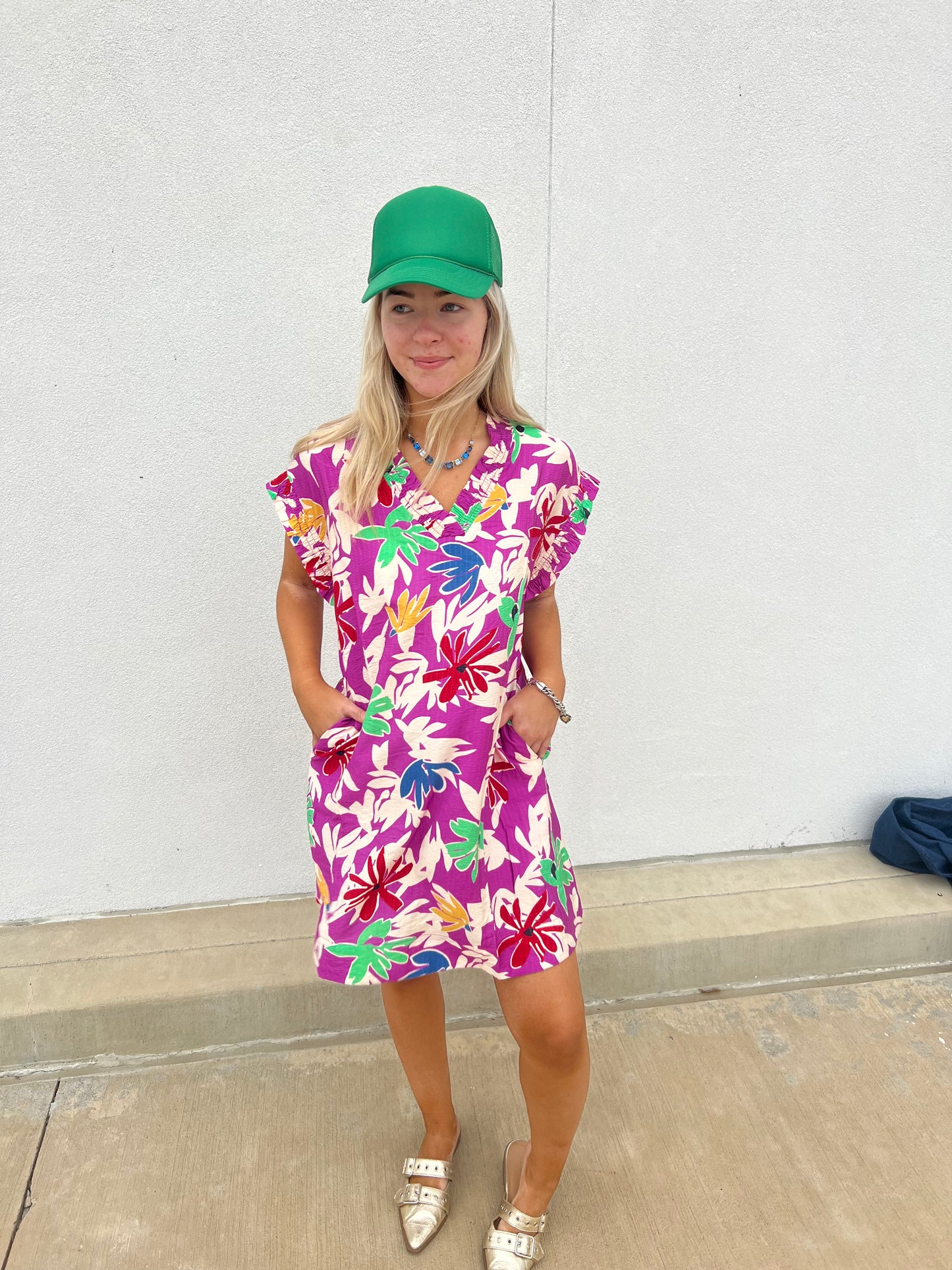 Tropical Bloom Pocket Dress - Purple Multi Floral