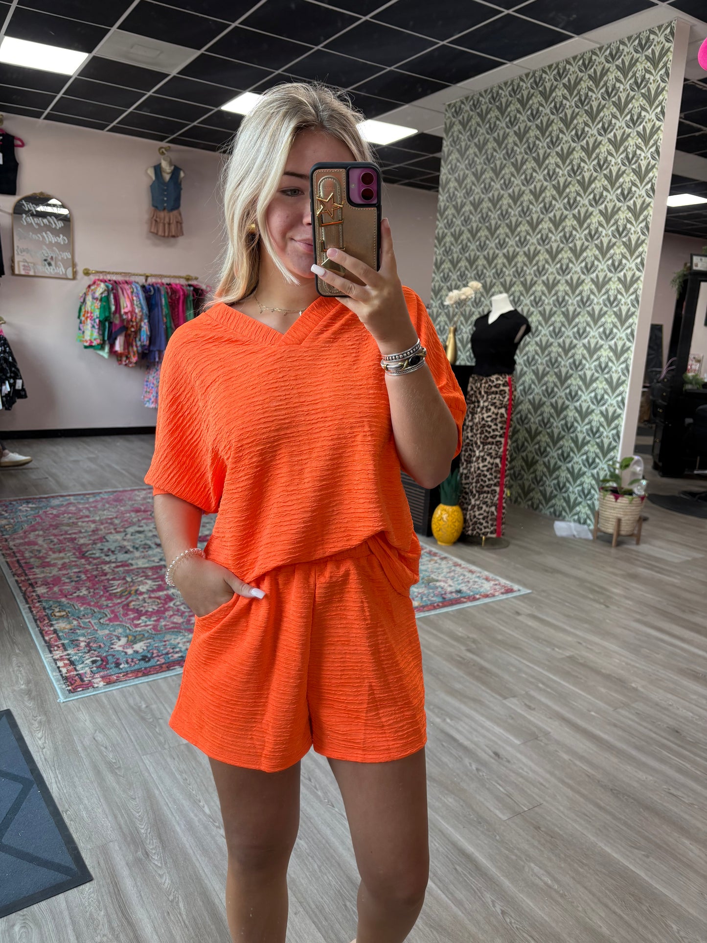 Tangerine Textured Lounge Set