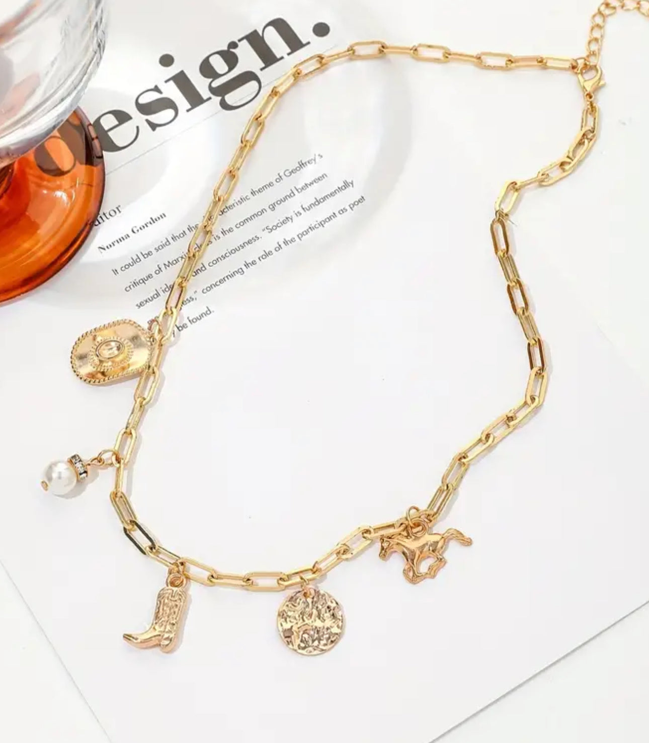 Cowgirl charm necklace