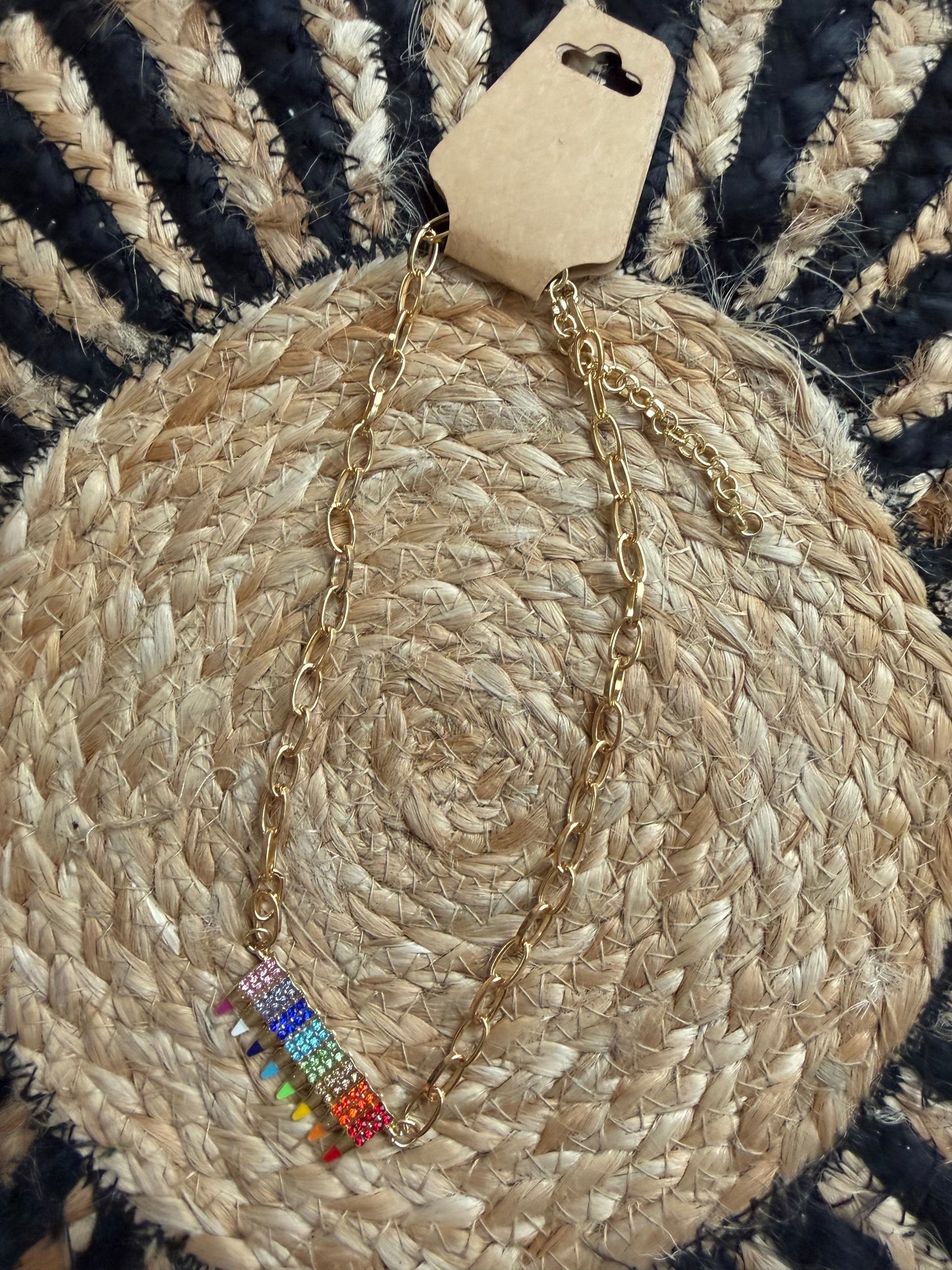 Rainbow Pencil Charm Chain Necklace