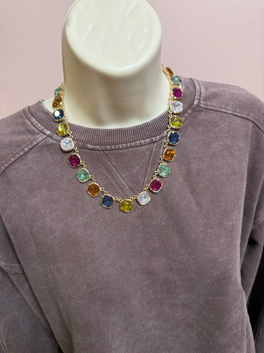 Multicolor Crystal Statement Necklace
