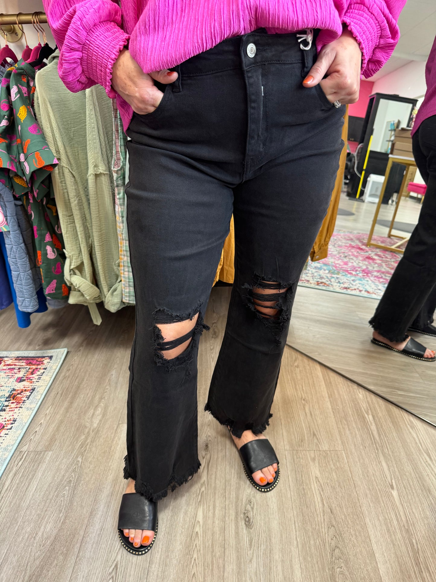 Black frayed Zenana jeans
