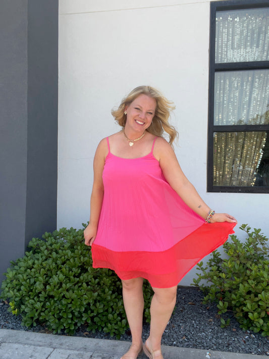 Pink Punch Flowy Mini Dress
