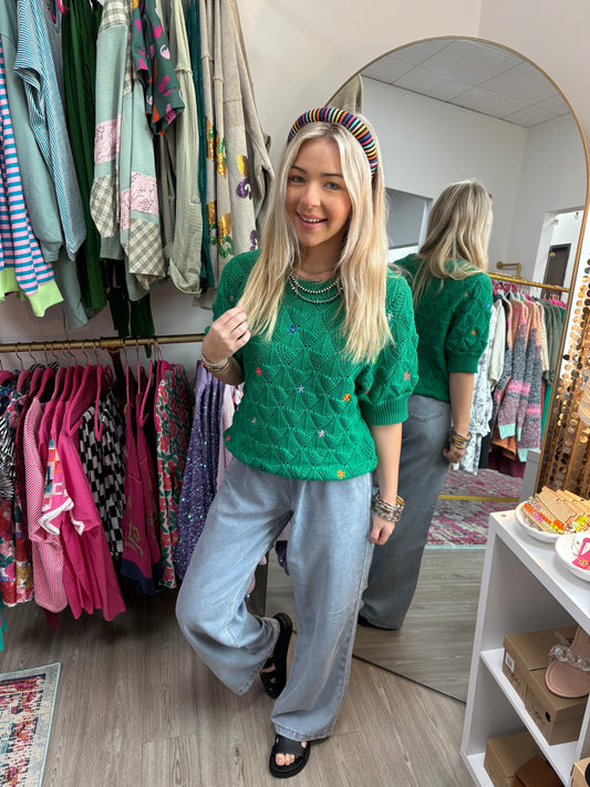 Wide leg drawstring denim pants