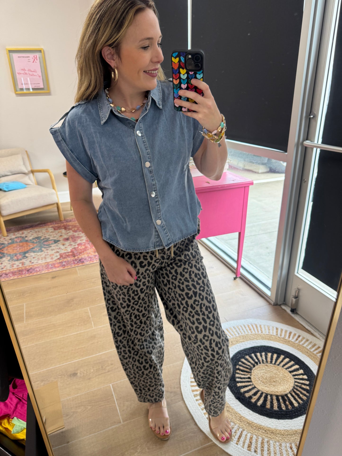 Leopard Pull-On Barrel Pants