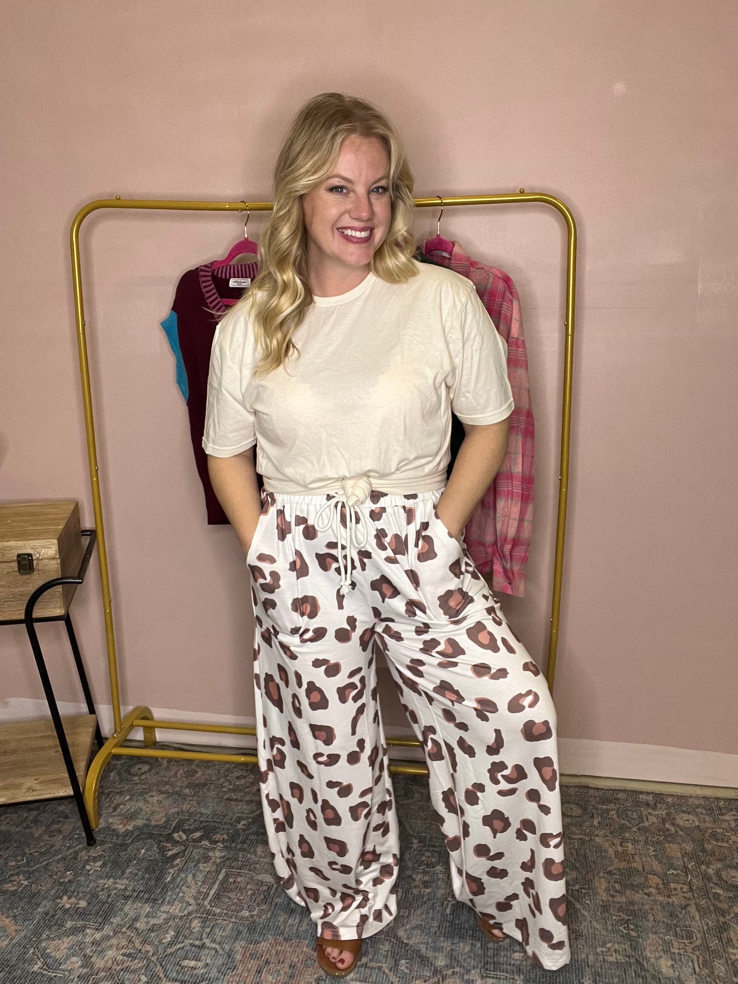 Leopard Lounge Wide-Leg Pants