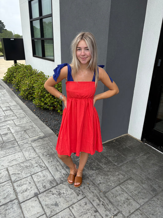 Orange and Blue Bow Dress