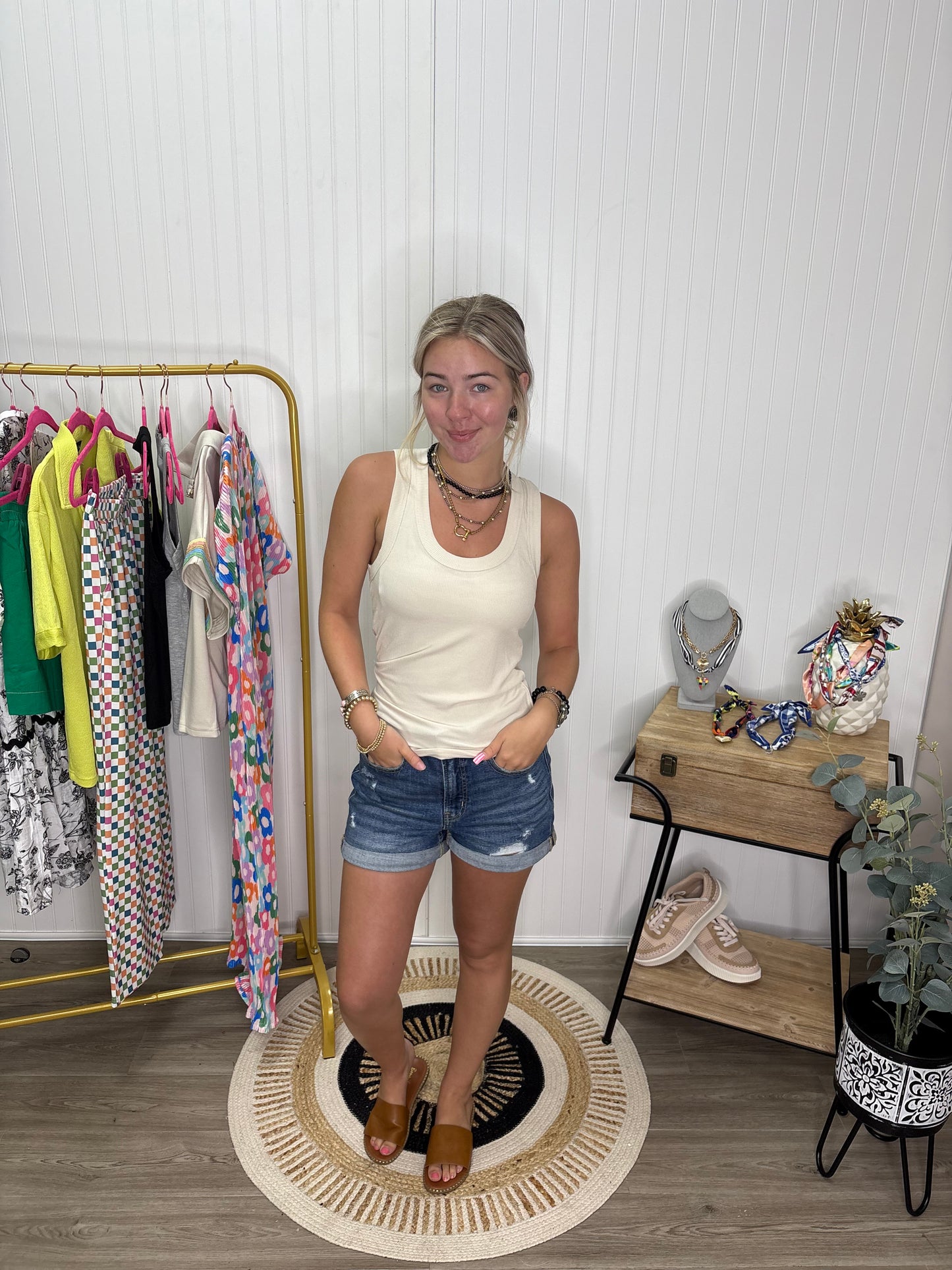 Essential Ribbed Tank – Cream
