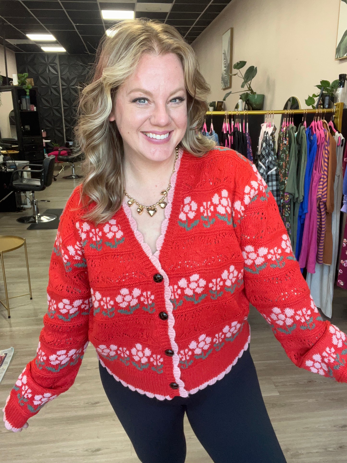 Scarlet Garden Floral Knit Cardigan