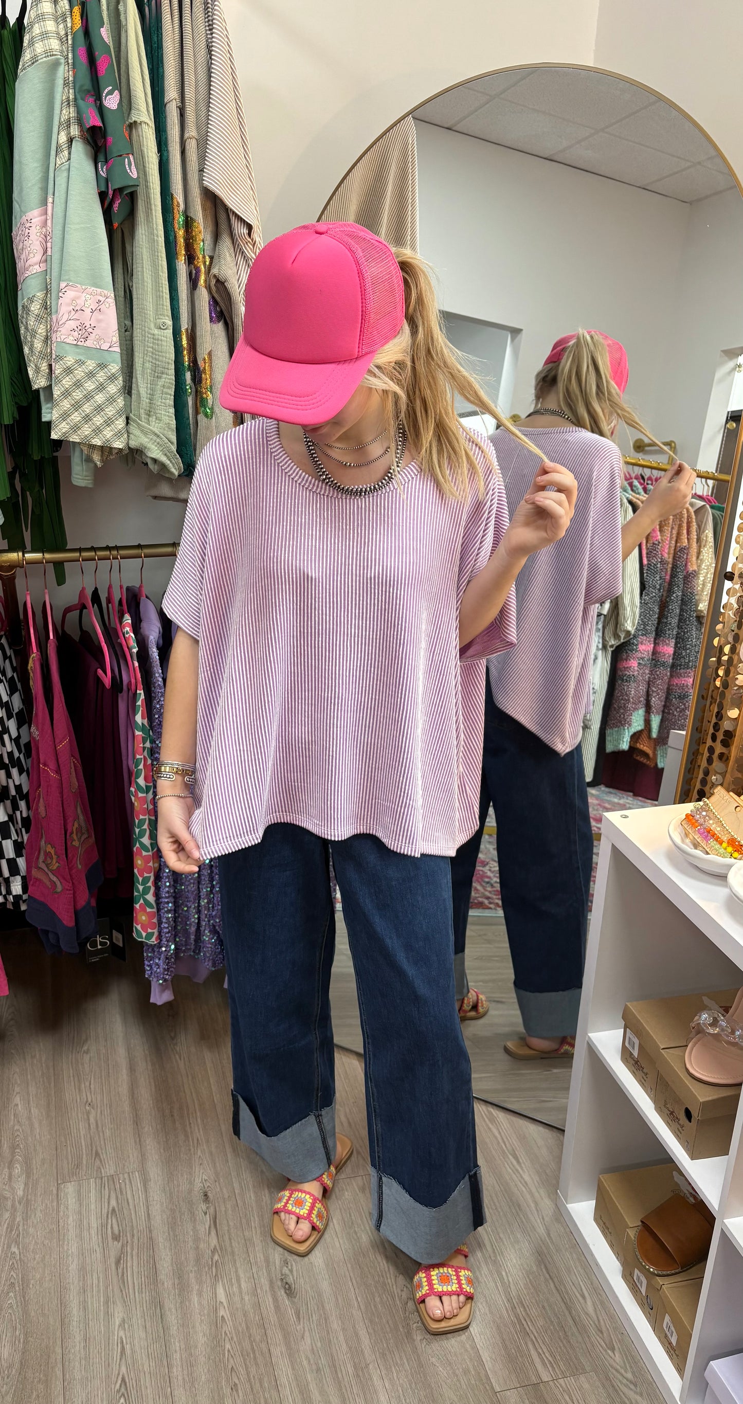 The Sutton Ribbed Blouse-Violet