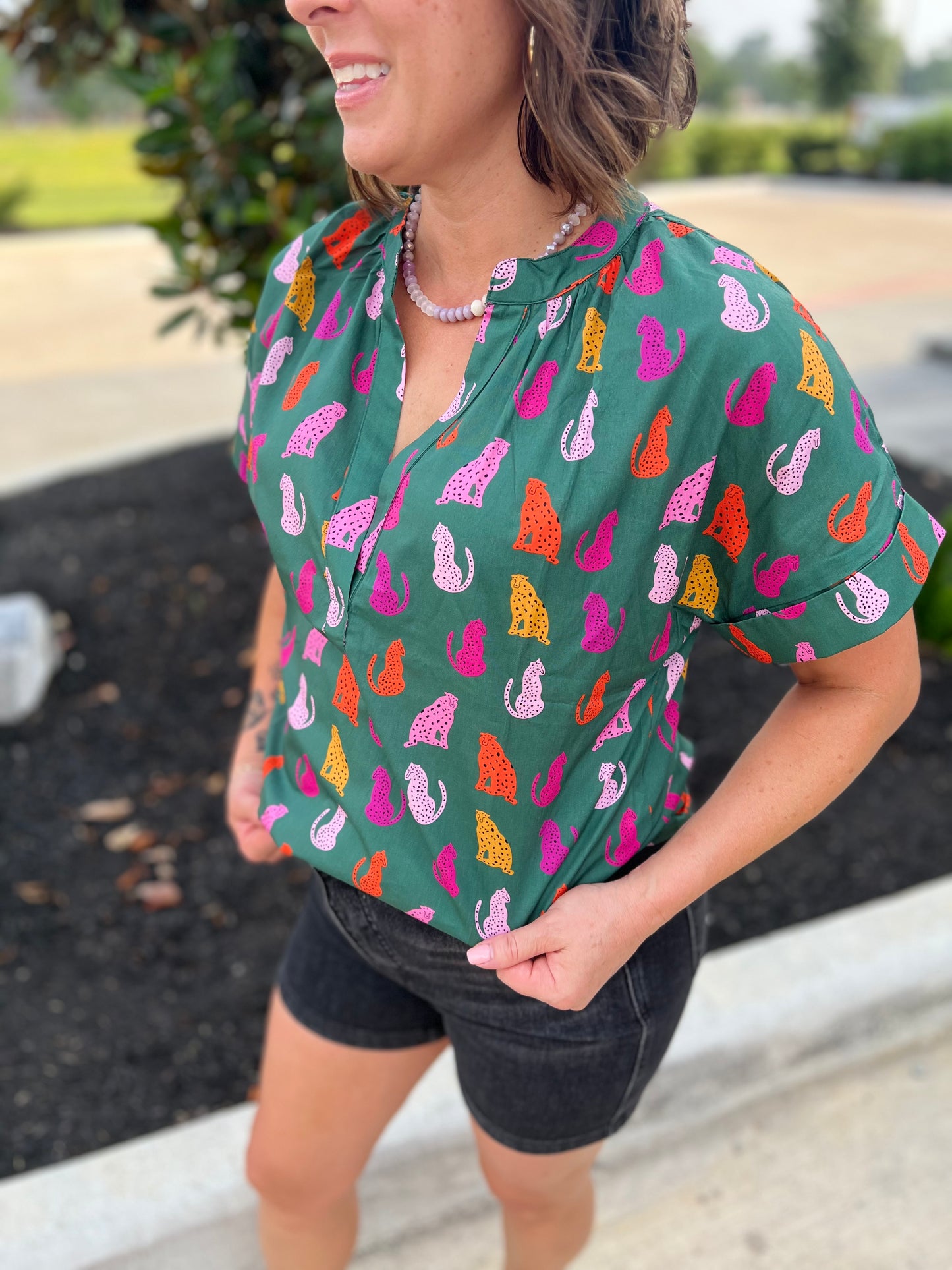 Jenny Green Leopard Print Blouse