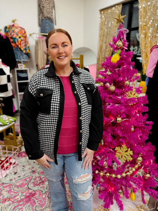 Houndstooth corduroy Shacket