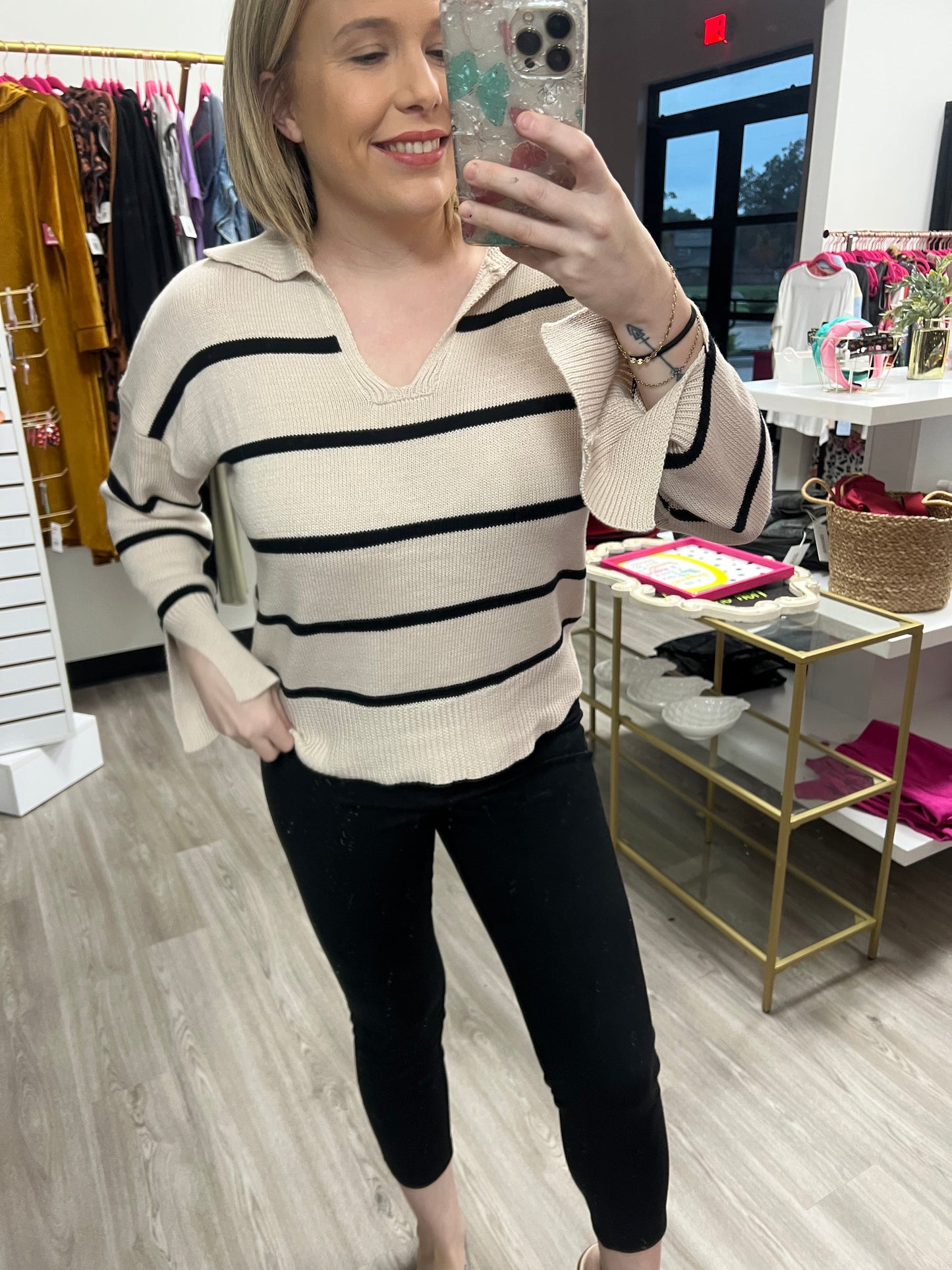 Tan Striped Sweater