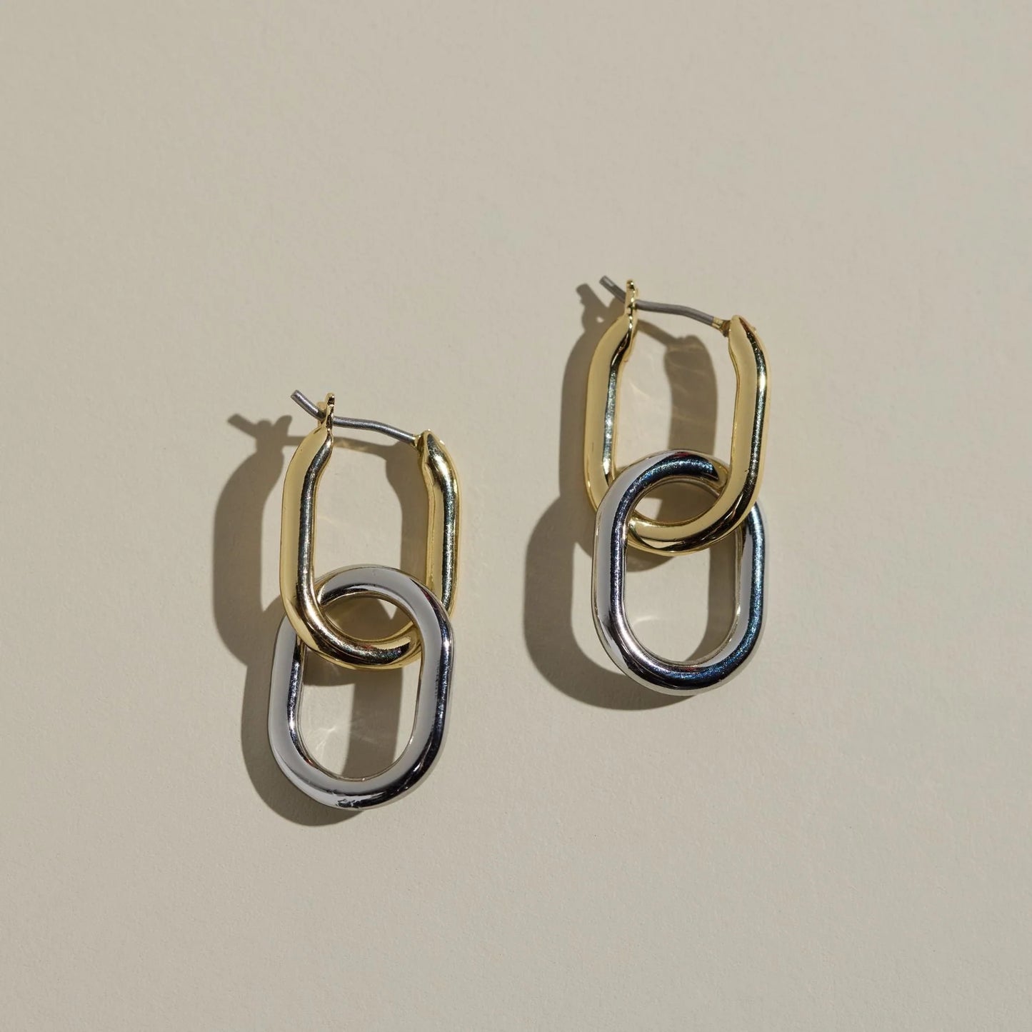 Nickle & Suede Mixed Metal Chain Link Hoops