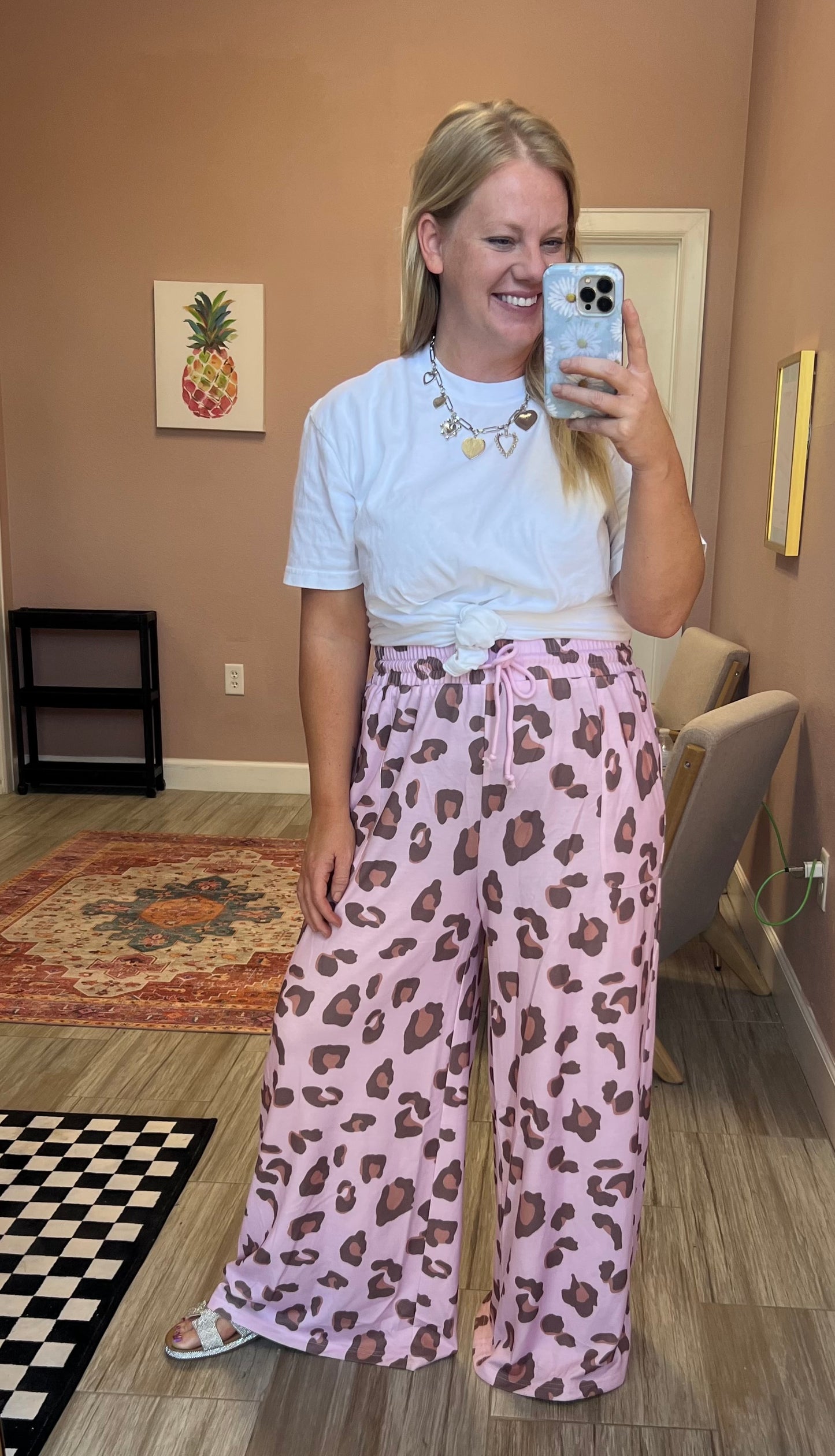 Wide Leg Pants with Pockets – Purple Abstract