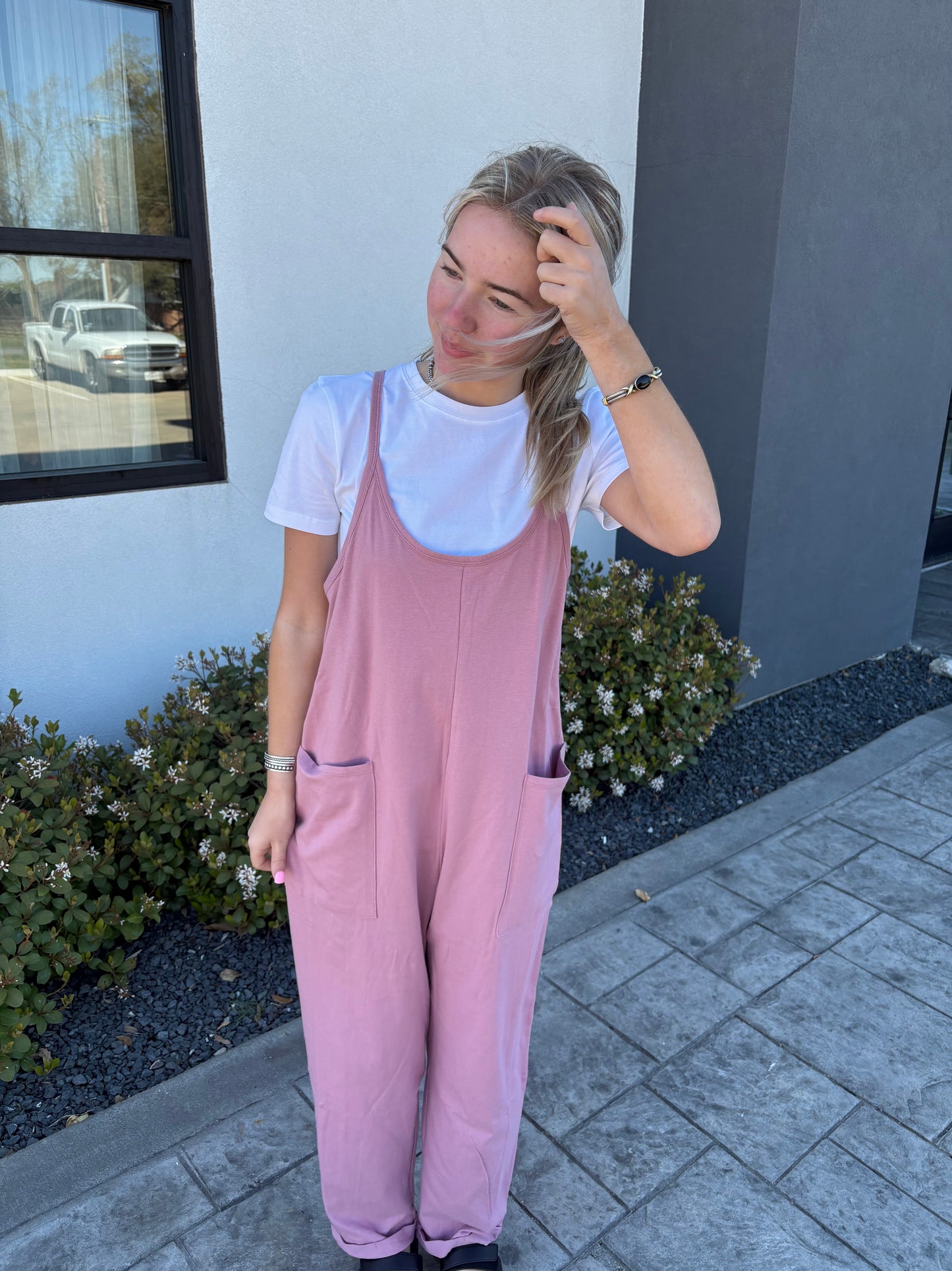 Hot Shot Style Jumpsuit- light rose