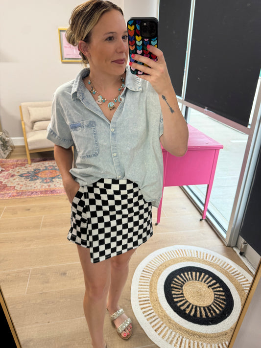 Checkered Stretchy Skort