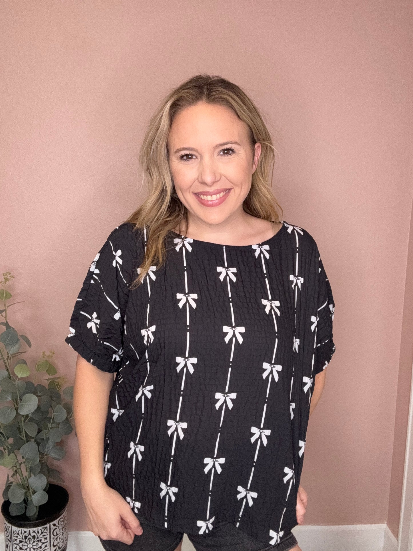Black Bow Poplin Blouse