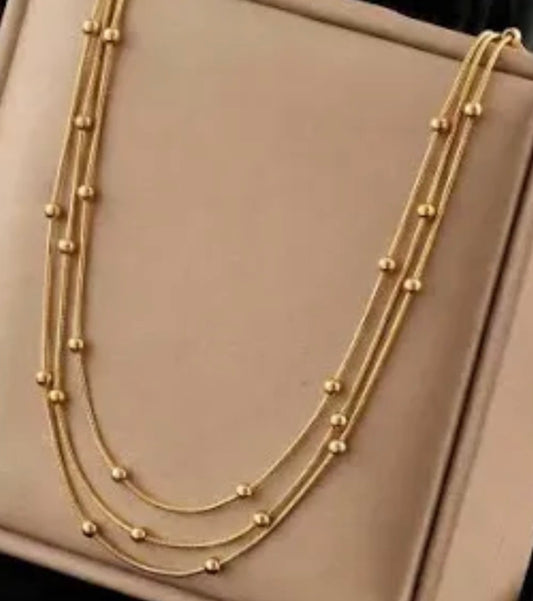 Waterproof Stainless Steel 3-Layer Necklace