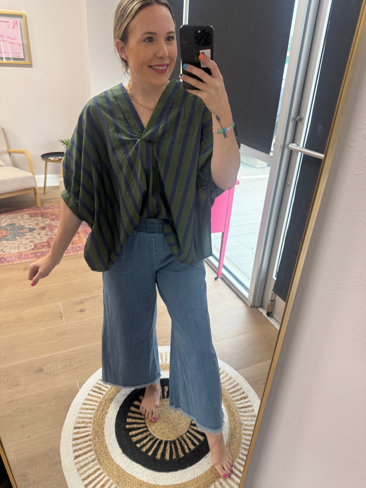 Uptown Coastal Oversized Stripe Blouse
