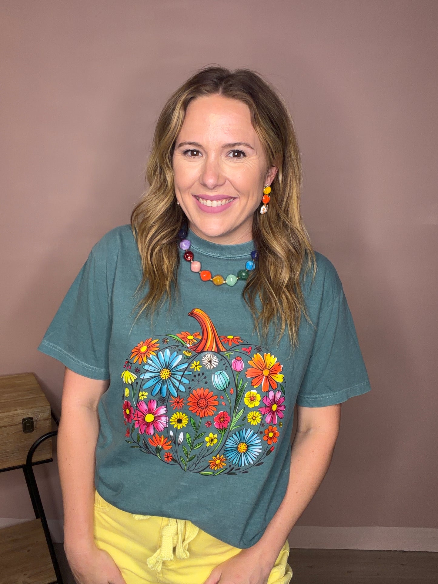 Rainbow Beaded Statement Necklace