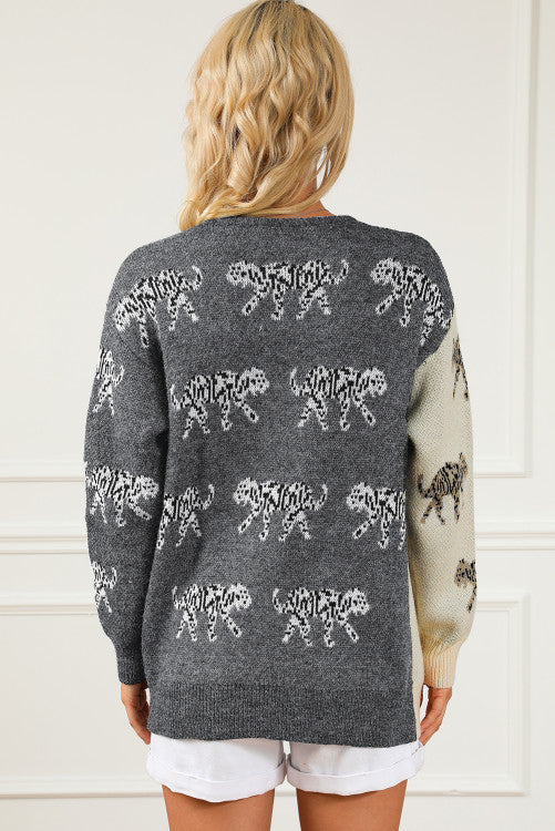 Color Block Leopard Cardigan