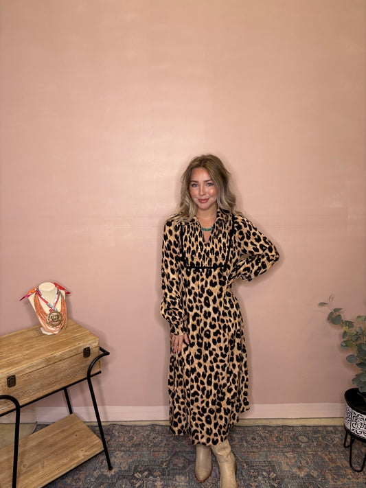 Leopard Print Midi Dress