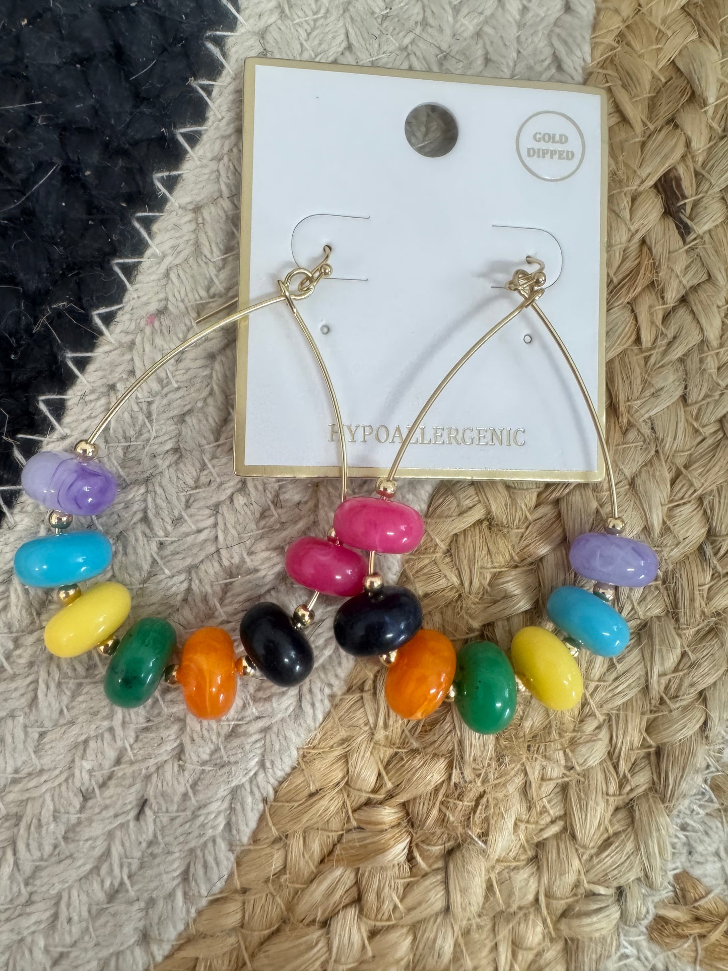 Colorful Beaded Drop Dangle Earrings – Rainbow Boutique Statement Earrings