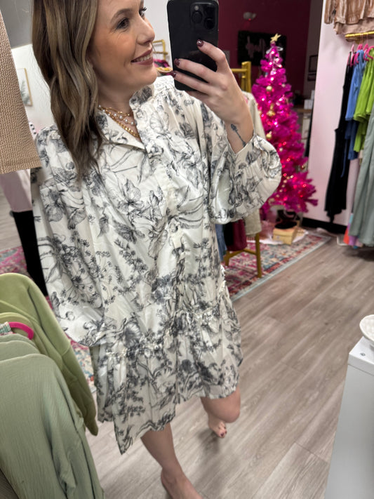 Black and white floral dress