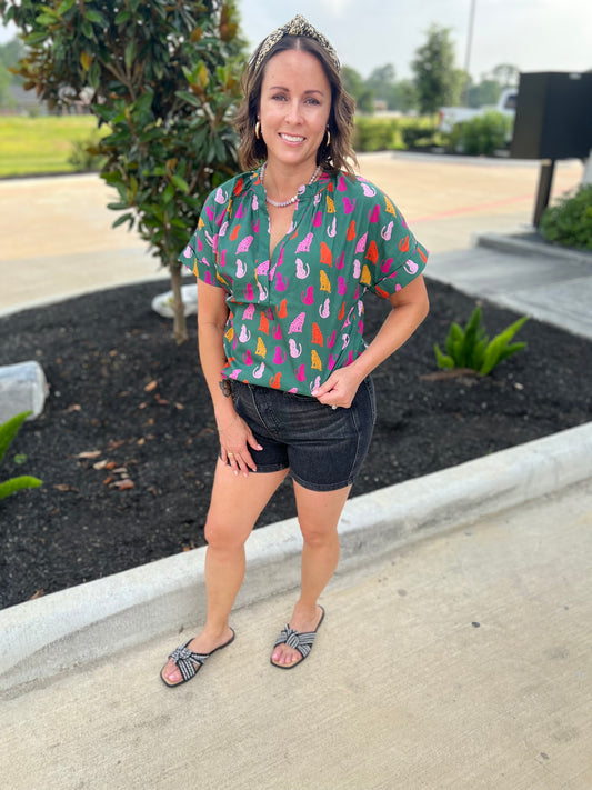 Jenny Green Leopard Print Blouse