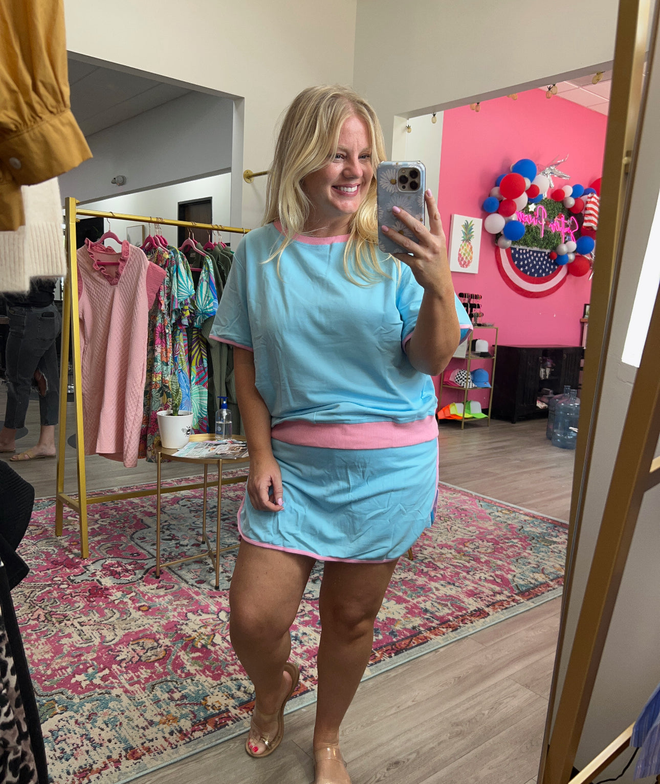 Malibu Tennis Skort Set – Blue & Pink