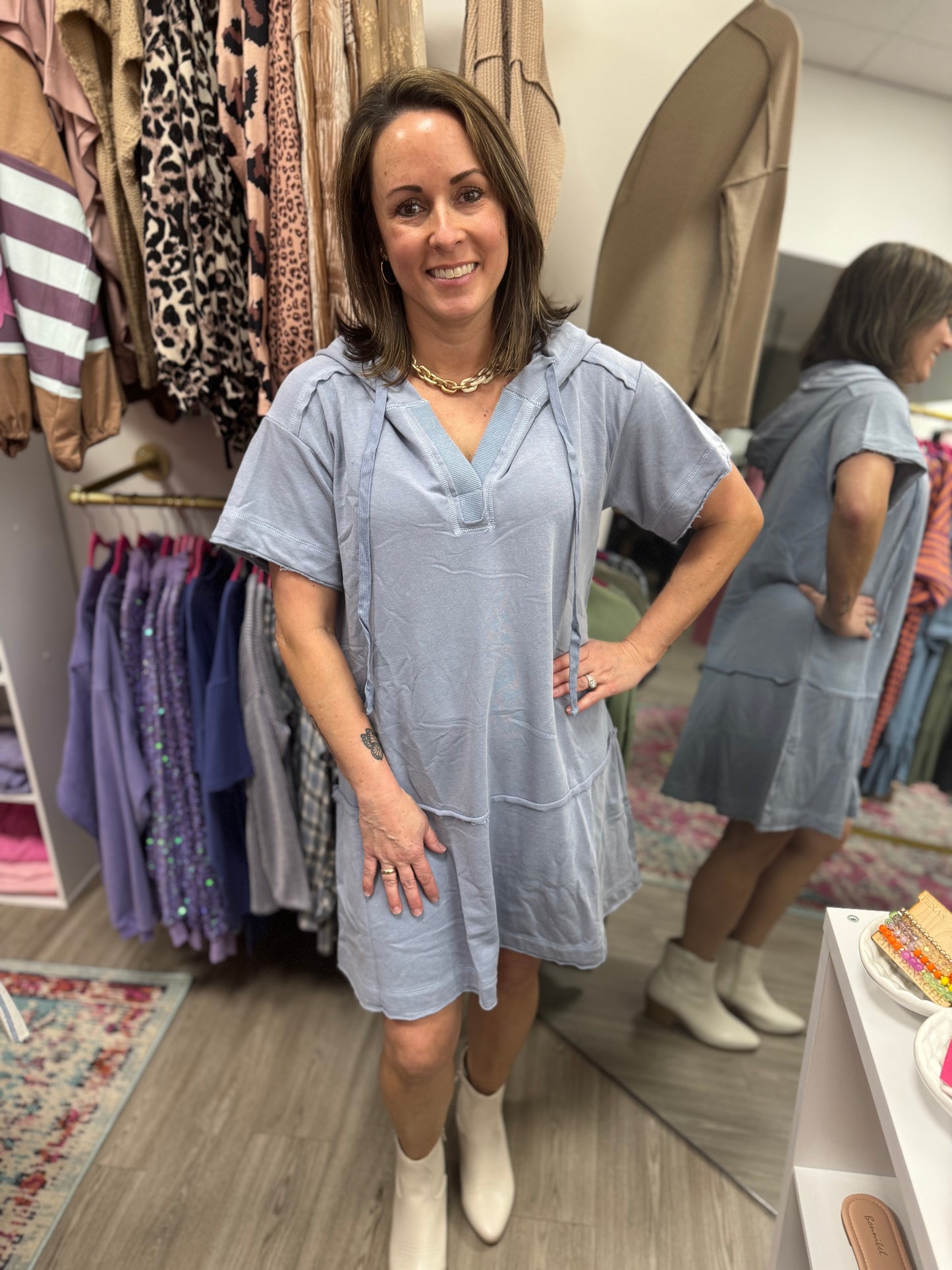 Blue Hoodie Active Dress