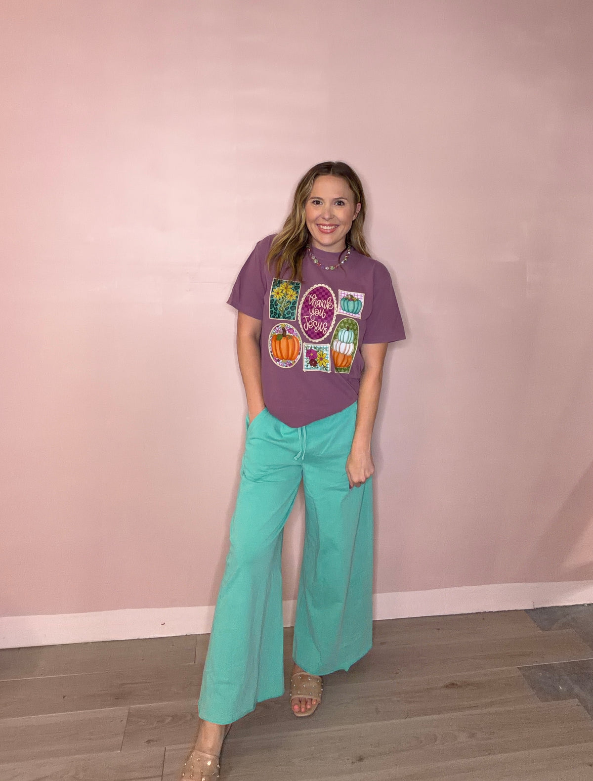 Thank You Jesus Fall Graphic Tee - Plum Christian Pumpkin Shirt