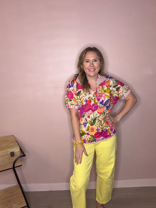Sunny Yellow Stretch Drawstring Pants