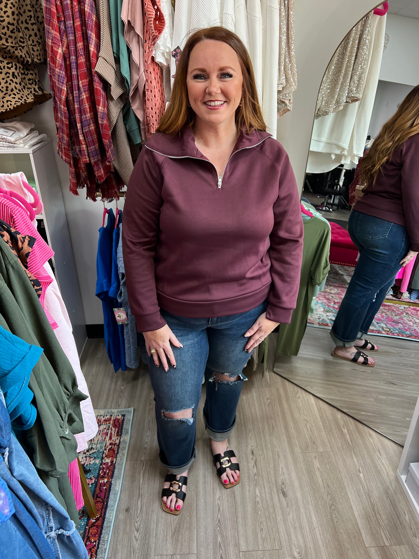 Pull over half zip sweatshirt