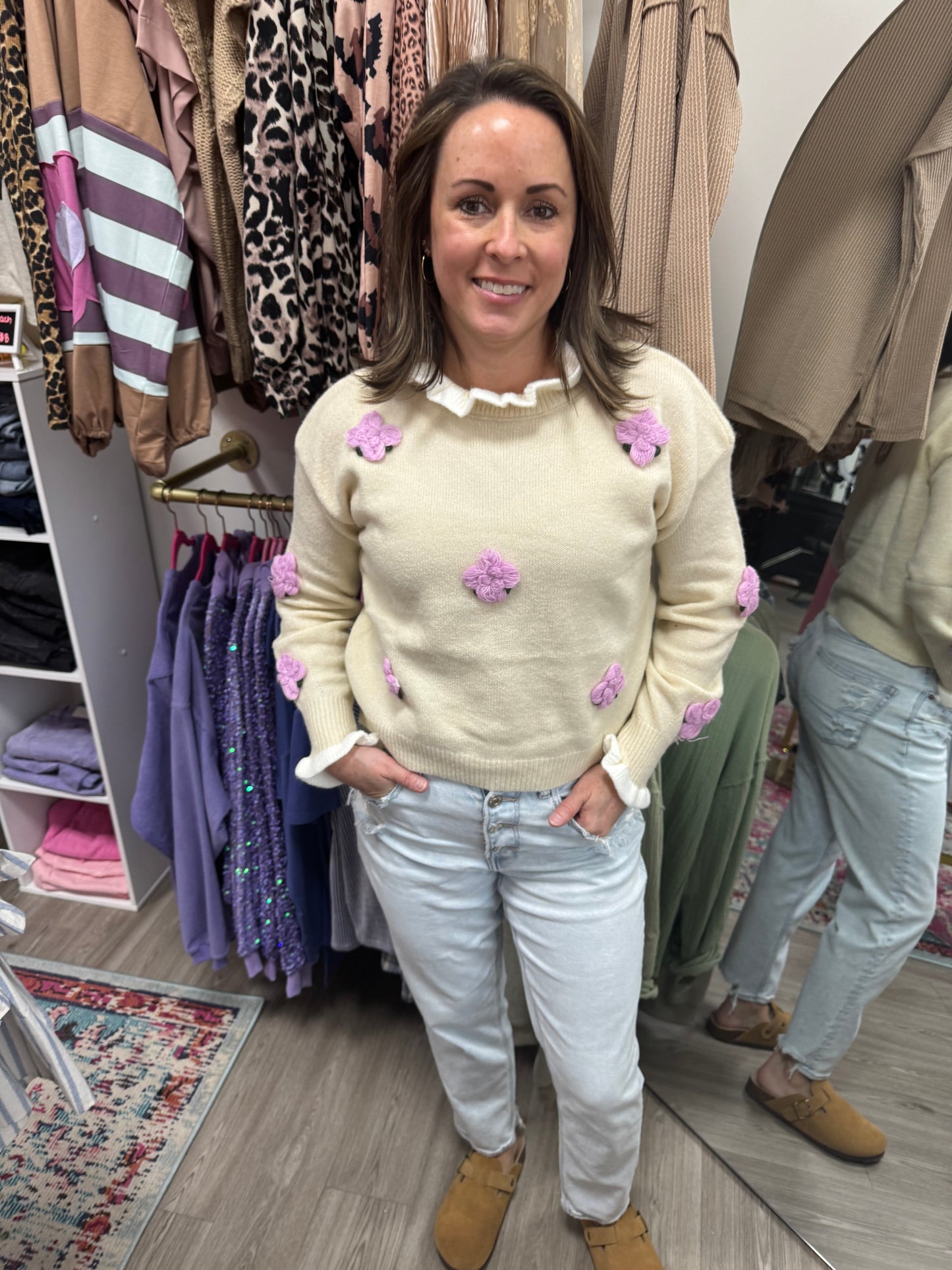 Lavender Flower Sweater