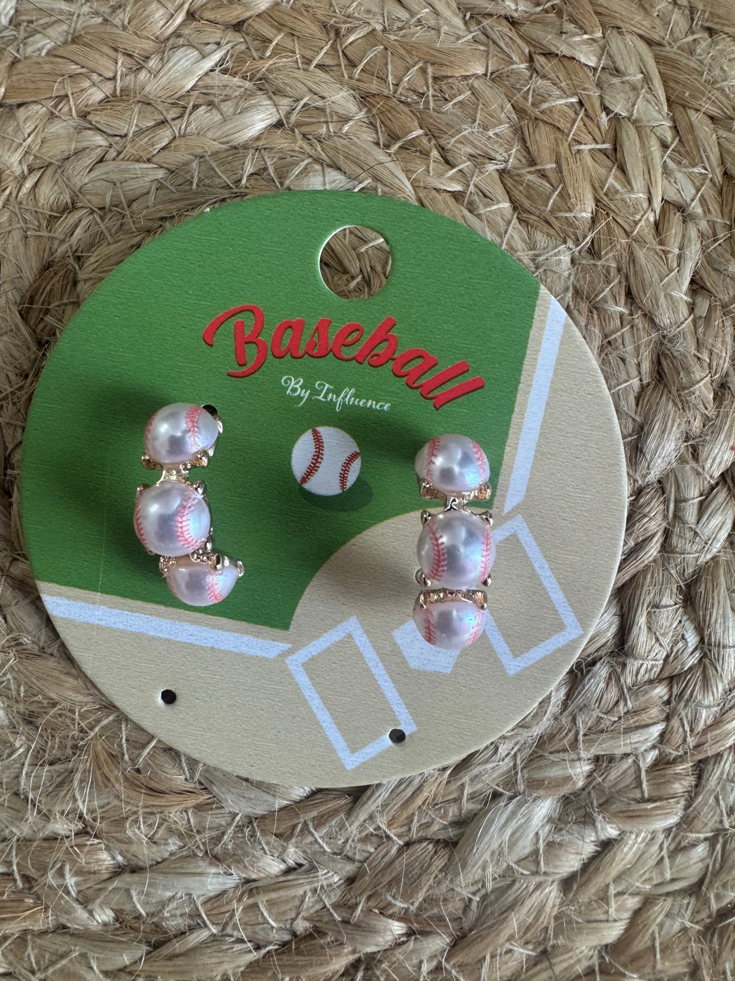 Baseball Pearl Statement Earrings