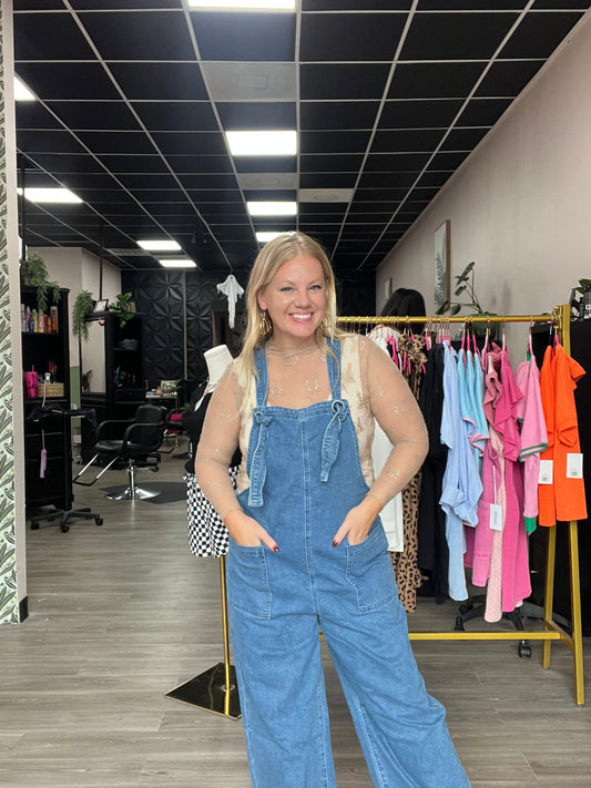 Denim Wide Leg Overalls