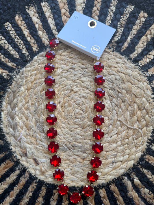 Ruby Red Crystal Statement Necklace
