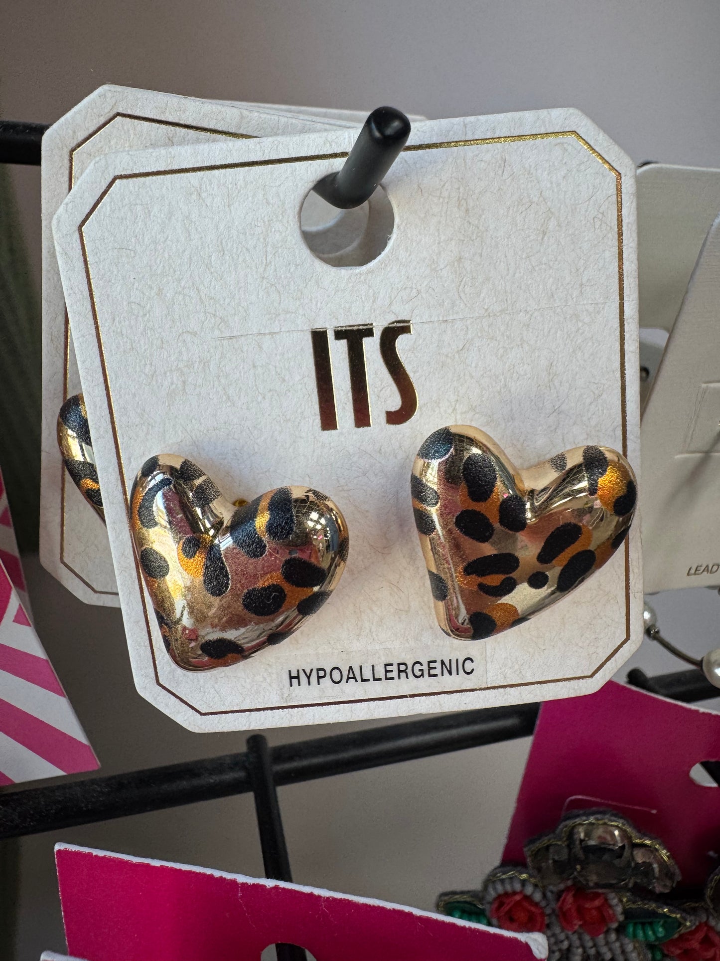 Leopard Heart Stud Earrings