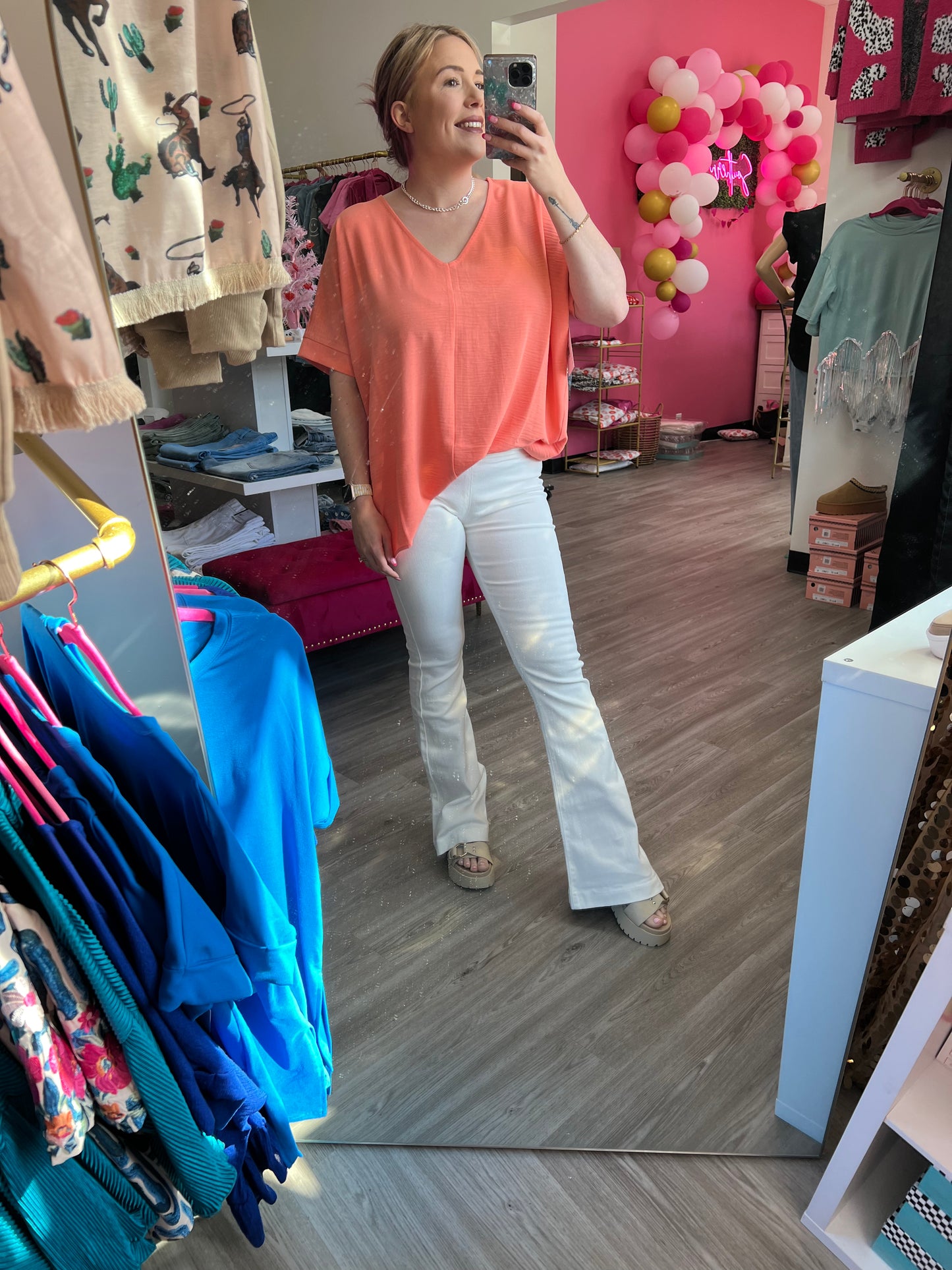 White pull on flares