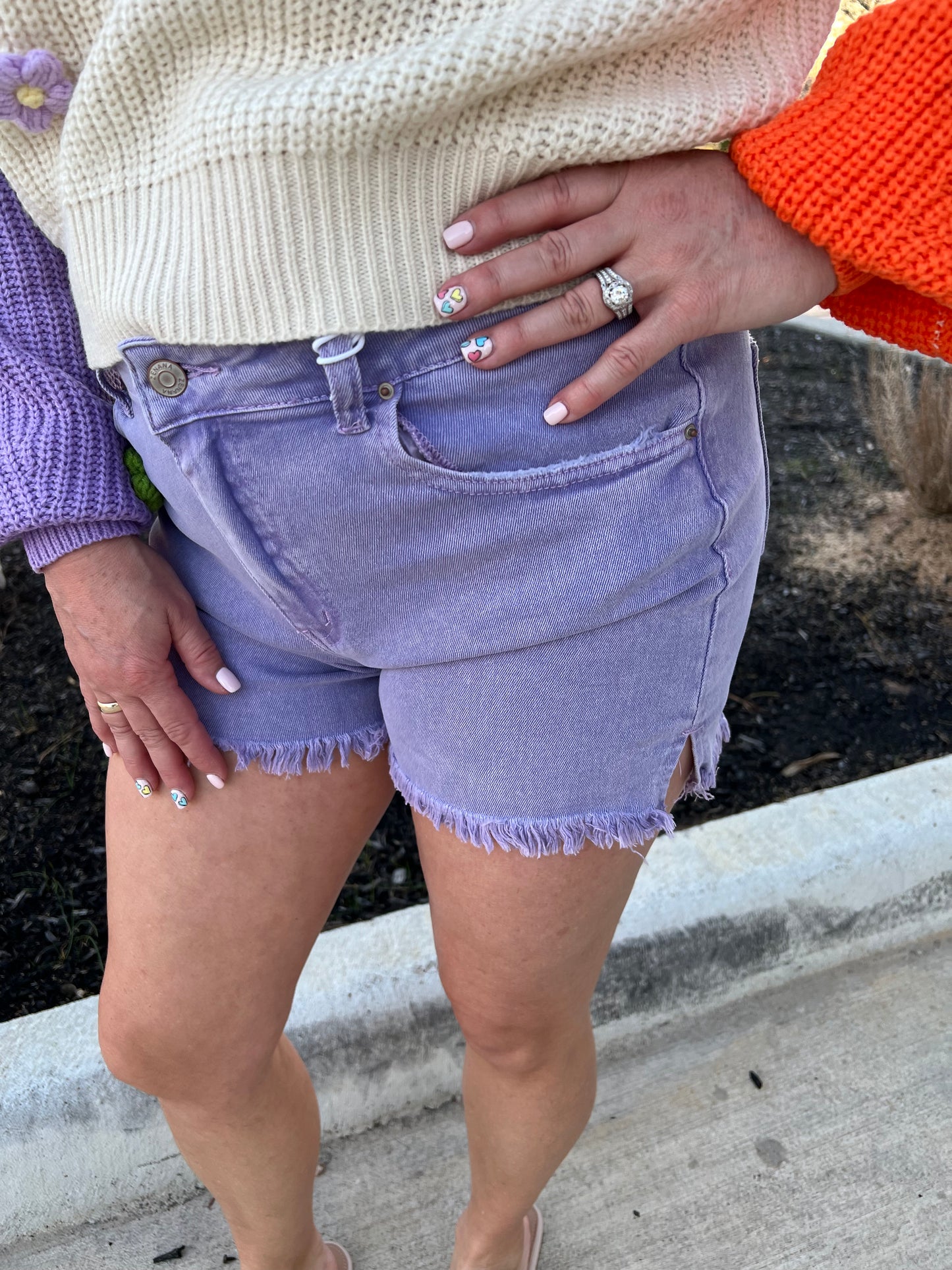 Violet Frayed Hem shorts