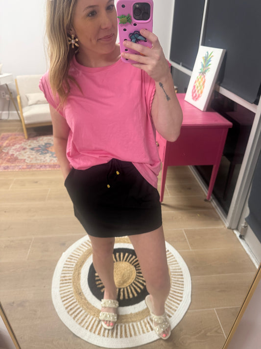 Solid Black Stretchy Waist Skort