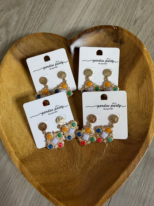 Colorful Medallion Statement Earrings