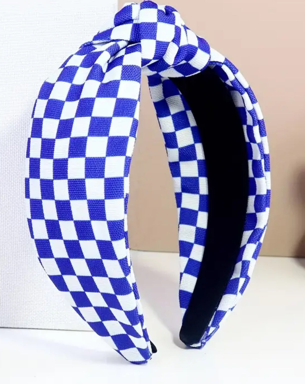Blue Checkerboard Headband