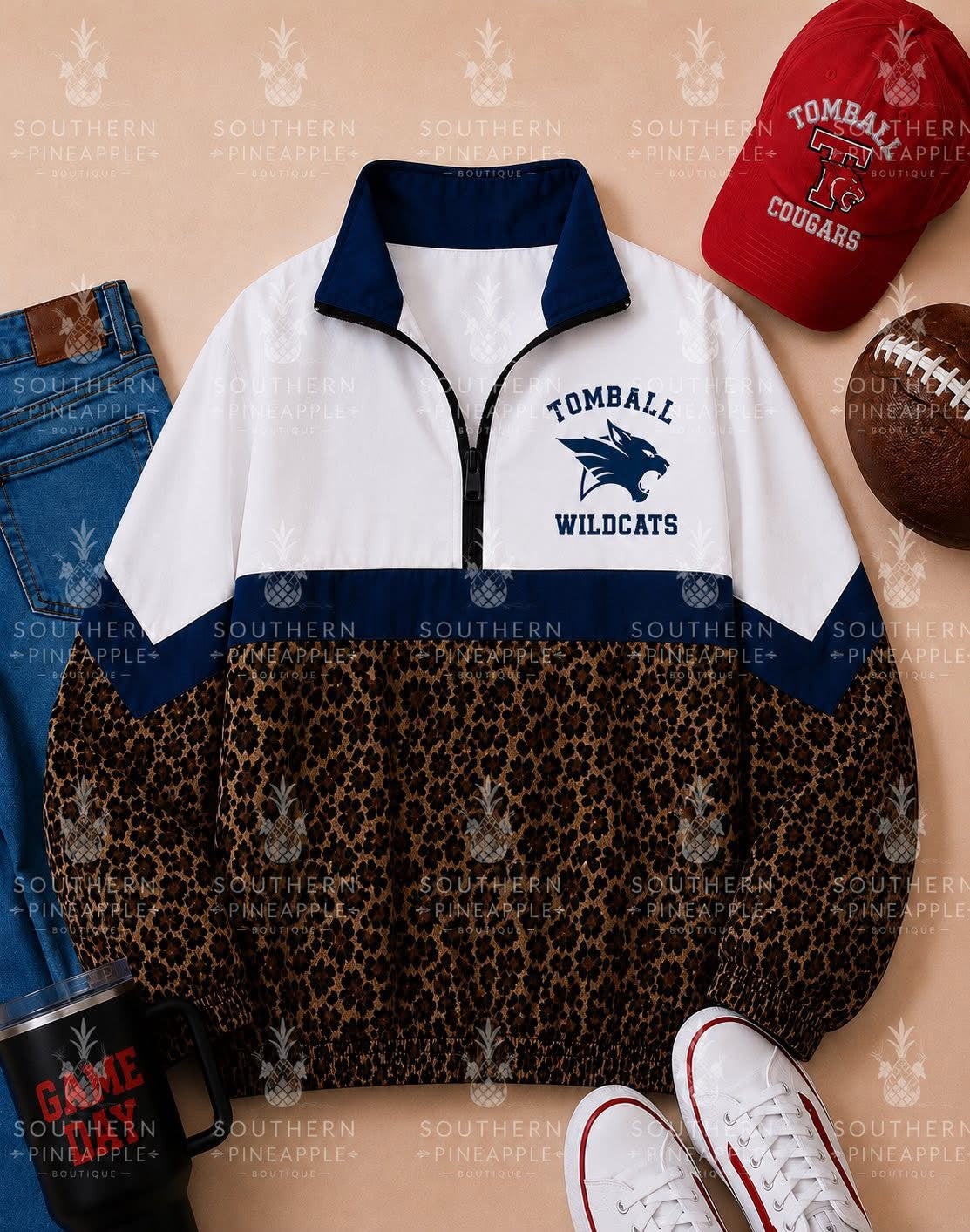 Tomball Memorial Wildcats Leopard Lightweight Windbreaker