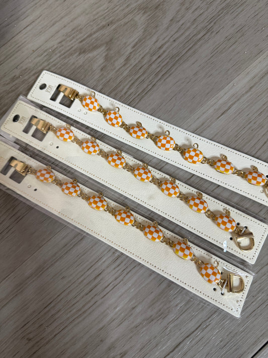 Orange Checkered Pumpkin Magnetic Bracelet
